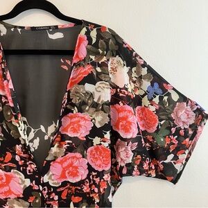 Ciobandu | Floral Open Front Short Kimono